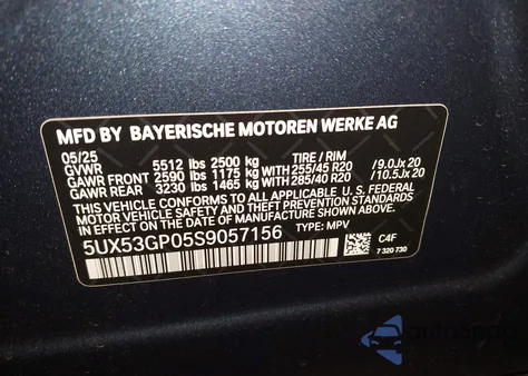 2025 BMW X3 30 xDrive from USA, damaged, VIN 5UX53GP05S9057156